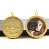 Colgante Redondo de Thangka de Xizang Pintado a Mano con Oro Ocho Santos Protectores Zakhilaam Pasado y Presente Collar de Thangka
