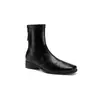 Nuevas botas Martin de punta cuadrada para otoño e invierno, comercio exterior transfronterizo, botines de tacón grueso, ajustados retro, botas elásticas con cremallera trasera, botas negras para mujer