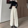 American Apricot Tooling Jeans Feminino 2024 Novas Explosões Cintura Alta Solta Slimming Reta Calças Largas Primavera e Outono