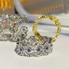 Anillo Vintage Ins Artesanía Italiana Nueva Versa Jewelry Chapado en Oro Sin Talla Anillo de Dedo Arcoíris de Nicho