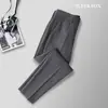 Calça de trabalho business casual estilo japonês para homens, outono e inverno, forrada com fleece, espessa, corte slim, calça estilosa e confortável