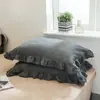 Fundas de almohada de algodón lavado clase a, algodón puro, un par de fundas de almohada grandes individuales para adultos, fundas de almohada con borde de algodón puro 48X74