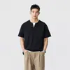 Camiseta Jacquard Moderno Falsa de Dos Piezas con Cuello Henley en Negro y Albaricoque, Corte Holgado, Cuello Redondo, Verano 2026