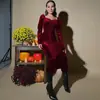 Vestido Elegante Elegante Plissado Gola V Manga Longa Novo Outono e Inverno Europeu e Americano Transfronteiriço 2025 Vestido de Festa