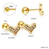 Aretes Geométricos Minimalistas Europeos y Americanos Transfronterizos, Aretes Pequeños y Exquisitos de Acero Inoxidable con Cierre de Rosca, Accesorios para Orejas Chapados en Oro de 18 Quilates