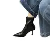 Elegantes botas de tacón alto con punta fina, botines para mujer, nuevo diseño de otoño 2026, botines ajustados con tacón fino y cremallera trasera