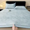 Conjunto de Lençol com Manta Refrescante de Seda Gelada Jacquard, Conjunto de Três Peças para Verão com Ar Condicionado, Manta Macia Refrescante para Cama, Lavável à Máquina