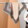 Pañuelo pequeño cuadrado de algodón y lino con estampado de espiga estilo "old money", pañuelo para la cabeza tipo terciopelo sedoso, chal protector solar para el cuello para mujer
