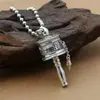 Joyería de moda de plata de ley S925 al por mayor Plata tailandesa brillante retro para hombres y mujeres seis palabras mantra escrituras colgante de rueda de oración francesa