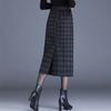 Falda Lápiz de Lana a Cuadros para Mujer Otoño e Invierno 2025 Nueva Falda Lápiz de Lana Estilo Coreano de Cintura Alta Falda Casual