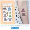 Pegatinas de Tatuaje Ruikalong Transfronterizas Nuevas con Brillo de Animales Marinos para Niños, Pegatinas de Tatuaje Coloridas Impermeables Lindas de Dibujos Animados