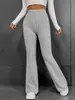 2026 Nuevo Deseo Transfronterizo Moda Casual Otoño e Invierno Europeo y Americano Color Sólido Acampanado Cintura Alta Corte Delgado Pantalones Largos para Mujer