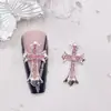 Decoraciones para Uñas con Forma de Cruz de Aleación con Diamantes, Estilo Retro Punk de Lujo Ligero, Diamante Grande Metálico Super Brillante, Accesorios de Uñas de Moda
