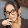 Gafas de moda y elegantes con forma de ojo de gato para mujer, con espejo plano antiluz azul, con marco de textura avanzada transfronterizo europeo y americano.