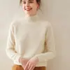 Suéter de Caxemira Engrossado de Cor Sólida de Meia-gola Alta para Mulheres plus size Suéter de Caxemira Solto Manga Raglan Base de Malha Top