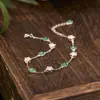 Pulsera de Plata S925 Incrustada con Calcedonia Verde Natural para Mujer, Moda Nacional, Diseño Pequeño y Fresco, Venta al por Mayor de Fábrica, Suministro en Vivo