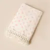Manta de bebé con borlas de crepé doble, gasa de algodón puro, manta para cochecito de bebé, edredón de verano con aire acondicionado, manta envolvente para niños