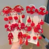 2026 Accesorios para el Cabello Hanfu de Año Nuevo para Niñas Estilo Chino Rojo Festivo Pasador de Año Nuevo Borla Estilo Antiguo para Niñas