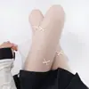 Medias de terciopelo blanco con lazo de deseo puro lolita con cordones medias JK chica blancas finas dulces calcetines de base