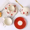 Taza de Agua con Forma de Corazón de Diseño Original, Taza Cerámica para Niñas, Taza de Café de Alto Valor con Platillo, Personalización de Taza Cerámica de Exportación