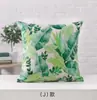 Funda de almohada de hoja verde tropical pintada a mano lino decoración del hogar nórdico funda de cojín para sofá funda de almohada al por mayor transfronterizo