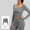 Almohadilla de Pecho Desmontable Ropa de Yoga para Mujer, Top de Fitness Elástico Ajustado de Manga Larga, Ropa Deportiva Adelgazante, Tejido de Alta Elasticidad