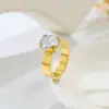 Anillo Ovalado de Zirconia y Acero Inoxidable de Moda y Sencillo Estilo Europeo y Americano, Regalo Elegante para Mujeres, Fabricante de Joyería, Al por Mayor en Stock