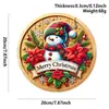 Decoração de placa de porta redonda de madeira de Natal, pingente de decoração de árvore de Natal para varanda externa, teca antiga Binxin