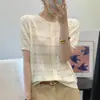 Top de punto con calados y manga corta de Tencel inspirado en el diseño para mujer, estilo nuevo 2026, corte holgado, adelgazante, estilo fino de verano, sensación de alta gama