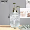 Botella de Vidrio para Gel Antibacterial al por Mayor Transparente Botella con Dispensador de Champú 300ml Tipo Pulsador con Patrón Botella Vacía de Gran Capacidad