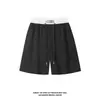 Pantalones Cortos Deportivos para Hombre y Mujer, Pantalones Finos de Verano Estilo Coreano de Longitud Media, Pantalones Casuales Anchos Rectos Sueltos de Cinco Puntos Negros