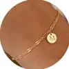 Pulseira Redonda de Aço Inoxidável com 26 Letras Estilo Novo Europeu e Americano, Joia de Corrente de Lábios, Acessório Versátil da Moda