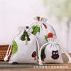Nueva Bolsa de Almacenamiento de Juguetes Infantiles de Lino Estampado de Dibujos Animados Linda, Bolsillo de Lino, Algodón y Lino, Cordón, Vida Dispersa