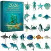 Bestseller transfronterizo 2026 nuevo calendario de caja sorpresa de animales marinos calendario de adviento árbol de Navidad colgante de caja sorpresa acrílico