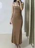 Nuevo Vestido Estilo Kim Kardashian para Mujer, Color Sólido Forma de Camisola Ropa de Dormir Ropa de Casa Primavera/Verano Vestido Largo