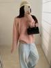 Suéter Pulôver de Alpaca com Gola Redonda, Padrão Coreano Floral, para Mulheres, Novo Top de Malha Solto Emagrecedor para Outono e Inverno