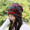 Chapéu Estilo Étnico Feminino Estilo K Primavera & Outono Quente Meia-Idade e Idoso Boné com Aba Inverno Chapéu de Flor Plissado Boné de Beisebol