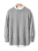 Suéter de lana 100% grueso de cinco agujas y tres hebras para hombre, cuello redondo, patrón jacquard, tejido de punto holgado, capa base de cachemira para otoño e invierno