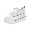 Explosiones zapatos de tabla zapatos de mujer suela gruesa aumentada zapatos de mujer 8cm muffin suela gruesa 2025 primavera cuero nuevos zapatos blancos para mujer