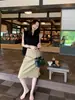 Conjunto de Punto para Ropa de Hong Kong y Americana/Para el Trabajo Chaqueta Cardigan Cuello Polo Chaleco sin Mangas Top Conjunto de Dos Piezas para Mujer Primavera