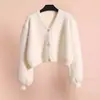 Abrigo Suéter de Terciopelo Imitación Mink Estilo Chanel para Mujer, Nuevo de Principios de Primavera 2024, Holgado, Versátil, Cardigan Corto de Punto para Hombres Bajos