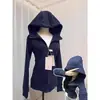 Sudadera jacket negra ajustada para mujer, nuevo estilo otoño 2026, entallada en la cintura, adelgazante, top ligero, atuendo para principios de otoño para mujeres petite