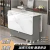 Mesa de comedor plegable para uso doméstico, adecuada para apartamentos pequeños, simple, multifuncional, móvil, con ruedas, rectangular, ideal para propiedades de alquiler