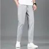 Calça Longa Casual Masculina Confortável de Seda Gelada Verão Reta Elástica Solta Respirável Secagem Rápida Calça Longa Reta Casual