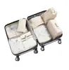 Conjunto de Bolsas de Armazenamento de Sete Peças para Viagem, Organizador de Roupas, Bolsa de Armazenamento Portátil de Grande Capacidade para Organização de Bagagem