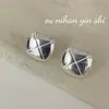 Pendientes de Plata de Ley S925 con Forma de Rombo Brillante para Niñas Estilo Ins Lujo de Gama Alta Accesible Pendientes Cuadrados Elegantes Pendientes