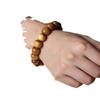 Pulsera de Madera Nanmu Dorada, Cuentas de Estilo Antiguo, Pulsera de Cuentas de Manzana de 15 mm, Cuentas de Nanmu, Pulsera de Madera Unisex para Juego Cultural