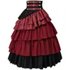 Saia Feminina Steampunk Gótica Pirata de Cintura Alta com Babados em Camadas Roupa de Halloween Saia de Pirata Somali Feminina