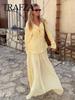 Exclusivo Transfronteiriço Moda Europeia e Americana Aliexpress Ins Popular Top Plissado com Babados Saia de Chiffon Terno