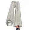 Pantalones casuales de pata recta sueltos con estampado completo de pata de gallo azul oscuro para hombre otoño cleanfit sensación de alta gama pantalones de caída